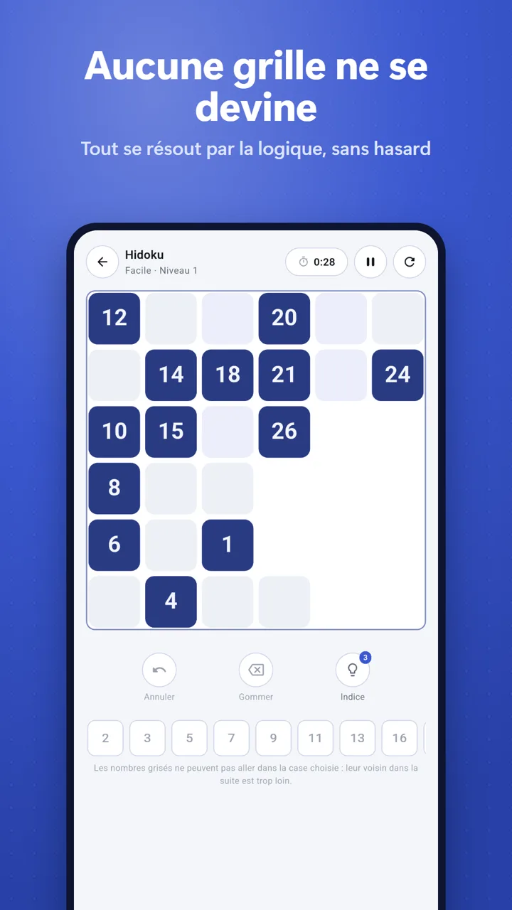 LOGIQA 10 Une grille de Hidoku dans LOGIQA